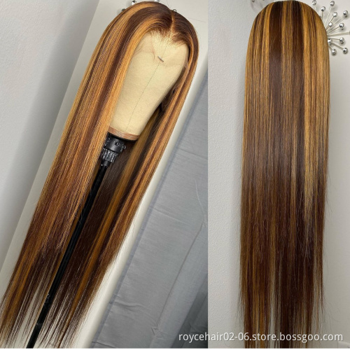 Amanda Hair 100% Indian Mink Human Hair P4/30 Ombre Hair Pre Plucked Soft 4x4 HD Transparent Lace Closure Wig